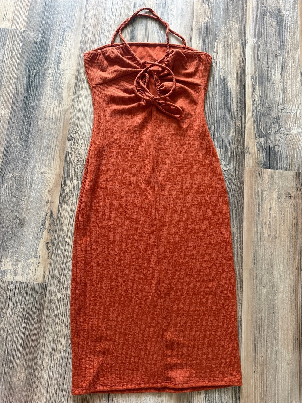 Rolla Coster Coral Tie-Front Midi Dress